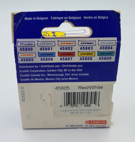 DYMO 45805 Label Cassettes White/Red 19mm × 7m 3/4