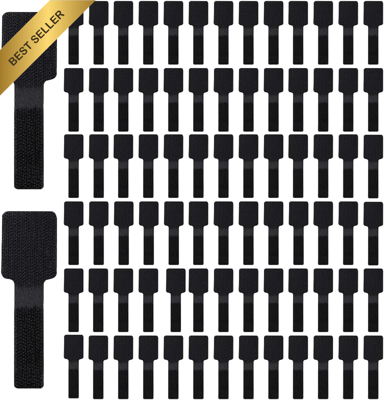 Cable Management, 80Pcs Hook and Loop Cable Straps with Self Adhesive, Reusable