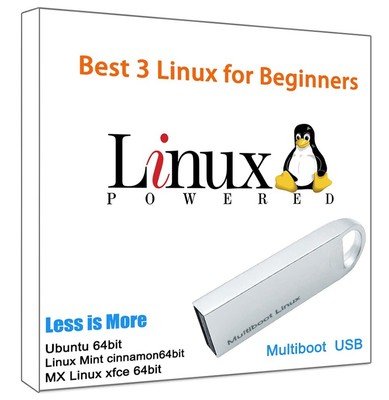 3IN1 linux usb drive - Linux Mint 21, Ubuntu 22,MX Linux 21