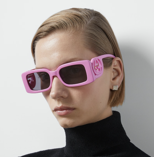 Pre-owned Gucci Gg1325s-006 Pink Sunglasses In Gray
