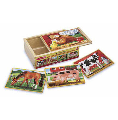 Melissa & Doug  ~ Wooden Jigsaw Puzzles in a Box ~ Farm Animals