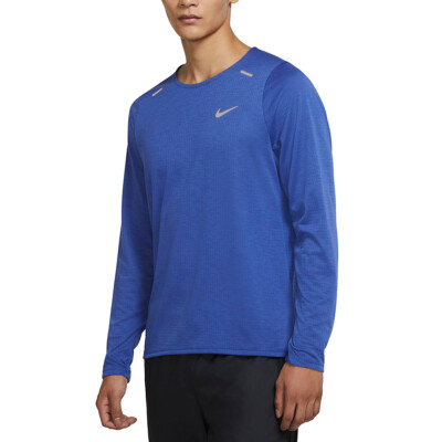 Nike Rise 365 Men s Long Sleeve Running Training Gym Shirt Blue size M L XL 2XL eBay