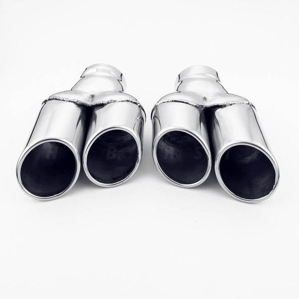 PAIR Quad 4" Out Exhaust Tips 3" In Staggered Stainless Steel - Foto 7