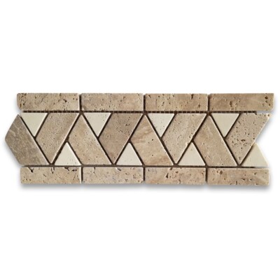 B0094T Marble Mosaic Border Accent Listello Tile Piza Tan 4.1x11.3 Tumbled