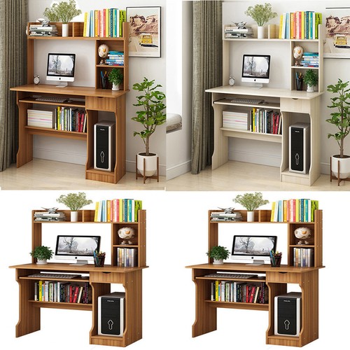 Small Home Office Computer Desk Shelves Drawer Bookshelf Storage