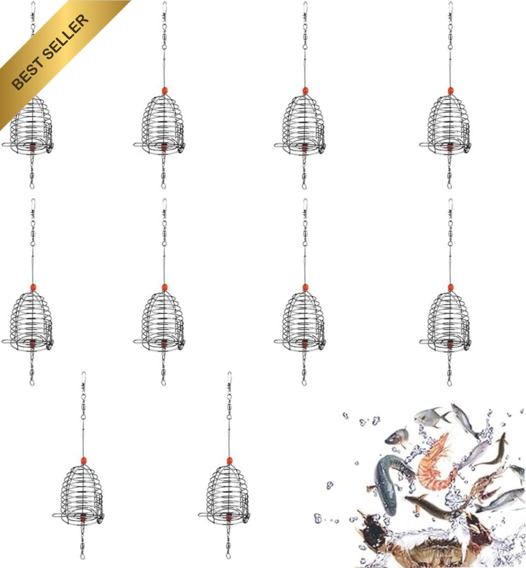 10PCS Chum Rig Basket, 7.5 Inch Stainless Steel Catfish Bait Holder, Hanging Rus