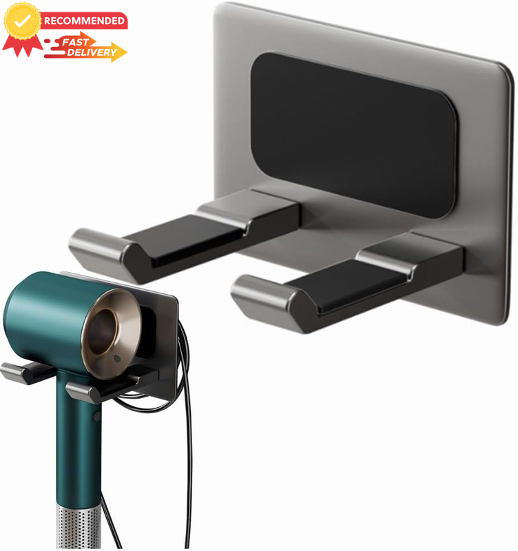 Hair Dryer Wall Mount Holder, Stainless Steel Organizer Rack for Bathroom