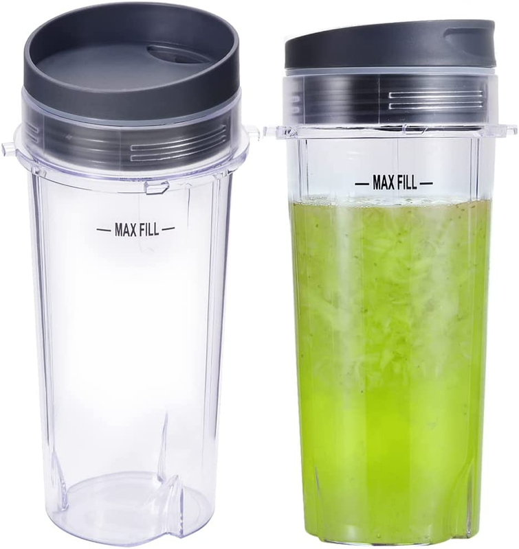 16Oz Blender Cup Set for Ninja Parts Single Serve Blender Cup with Lids Set for