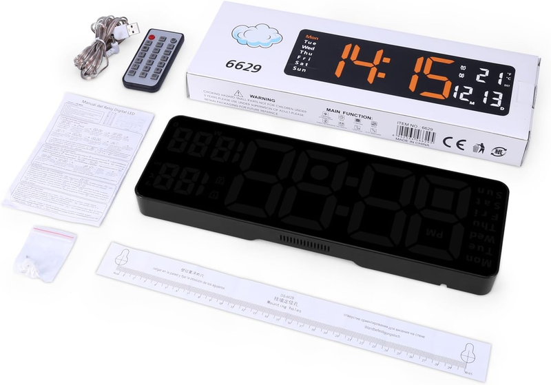 Digital Clock, 13" Large Display Digital Wall Clock for Living Room Decor, LED B
