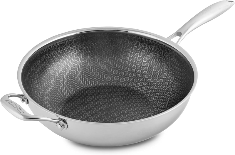 12 Inch Hexagon Surface Hybrid Stainless Steel Wok