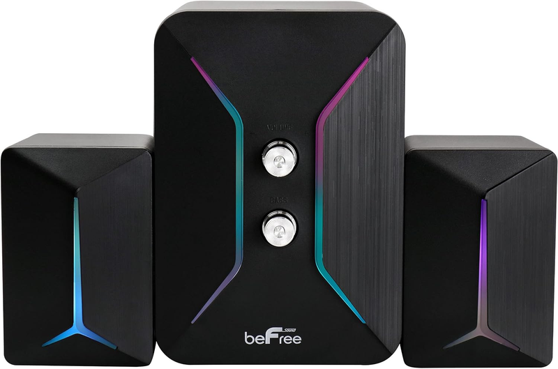 Computer Gaming 2.1 Speaker System with Color LED Lights, Black