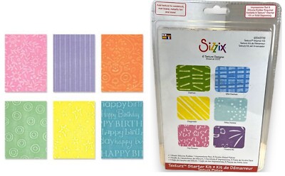 Sizzix Texturz Plates COMPLETE KIT # 6 - Six BIRTHDAY Designs #656372 -NEW!