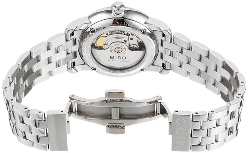 Pre-owned Mido Baroncelli Men's Silver Automatic Diamond Rhodium Dial 38mm Watch M86004671