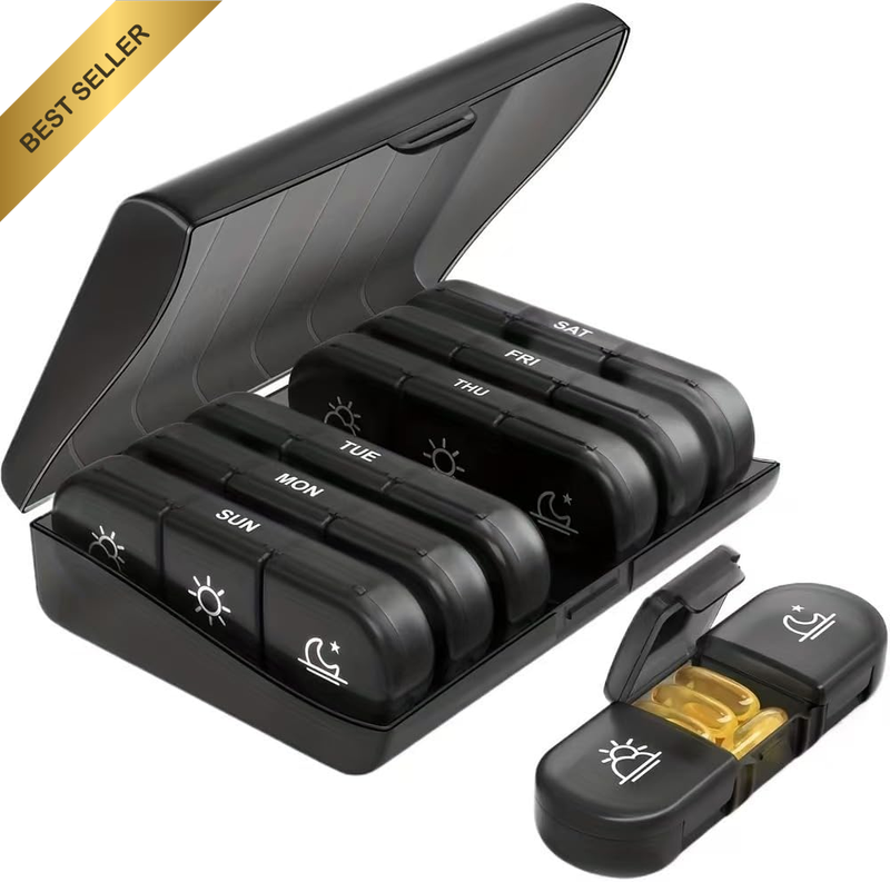Weekly Pill Organizer 7 Day 3 Times a Day - Large Pill Box with 21 Light-Proof &