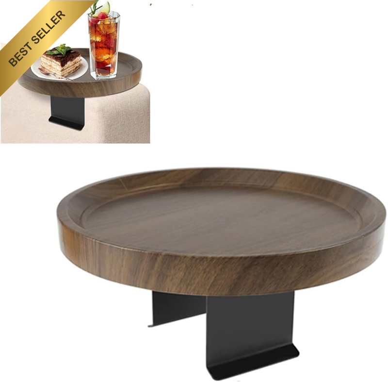 Couch Arm Tray – Wooden Adjustable Sofa Armrest Tray for Wide Couches, Easy-Clea