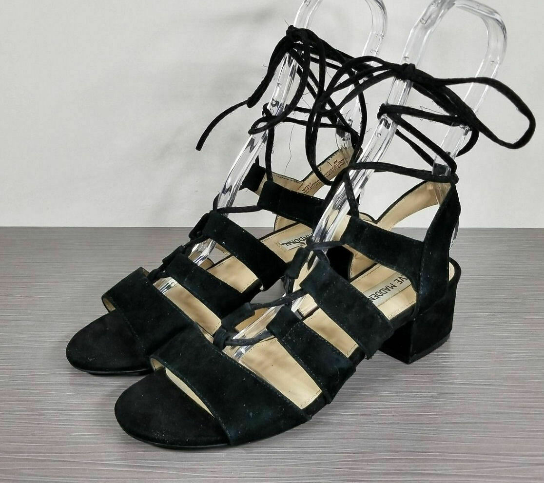 Steve Madden 'Kitty' Ghillie Sandal, Black Suede, Womens Various Sizes