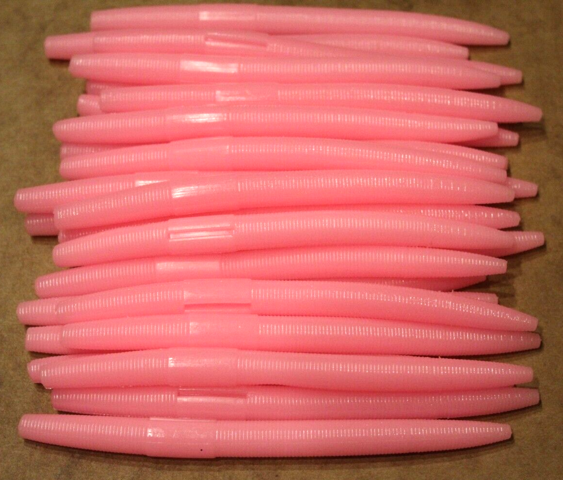 5 Stick Senko Style Pink Bubblegum 100 count bag bulk Bass Plastic Worms