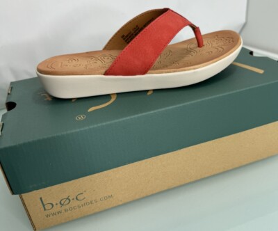 B.O.C. Aimee Classic Women's Flip-Flop Thong Sandal Coral Orange Red Blend Sz 6