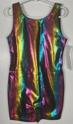 Danskin Girls Size I (6x-7) Rainbow Bright Gymnastic Shortall NWT