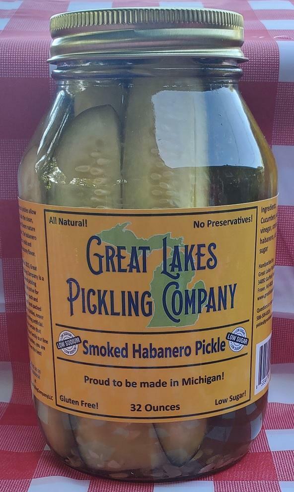 Smoked Habanero Pickle Spears (32 oz), Case of Six Glass Jars