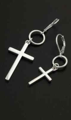 George Michael Cross Earring Sterling Silver Unisex earring Hoop ONE PIECE