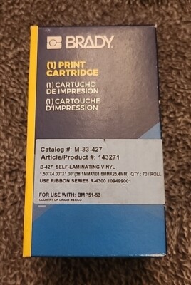 Brady M-33-427 Self Laminating Vinyl 1.5'' x 4'' x 1.00'' for BMP51-53