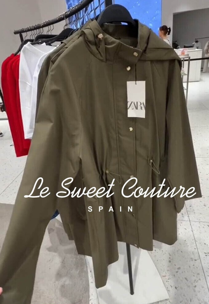 ZARA WOMAN SS24 LONG TECHNICAL FABRIC JACKET KHAKI 3046/259