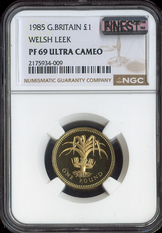 1985 GREAT BRITAIN 1 POUND WELSH LEEK NGC PF69 UCAM MAC FINEST .