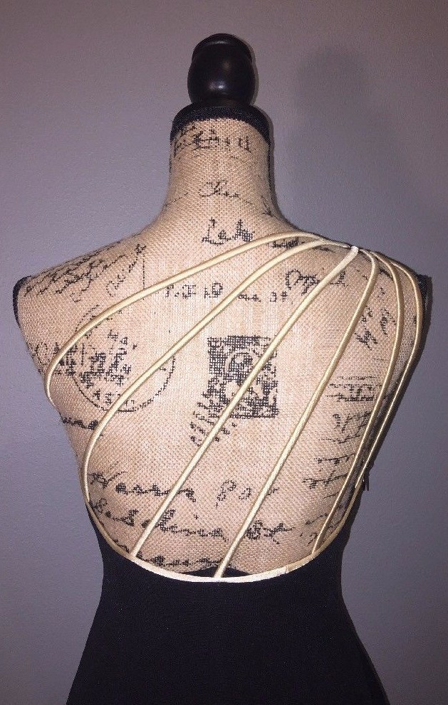 Vintage Joseph Ribkoff Women’s US 8 Black One Shoulder Gold Line Cocktail Dress