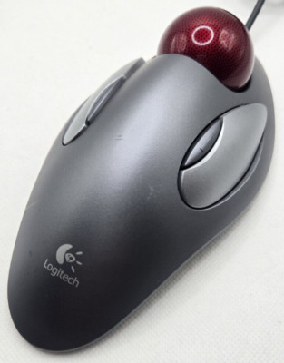 Logitech T-BC21 Trackman Red Marble USB Trackball Ergonomic TESTED Read Note