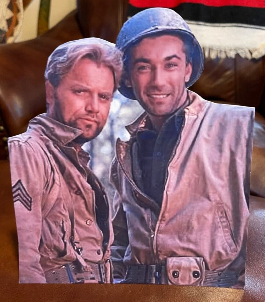 Combat TV Show W-Stars Rick Jason & Vic Morrow Tabletop Display Standee 9