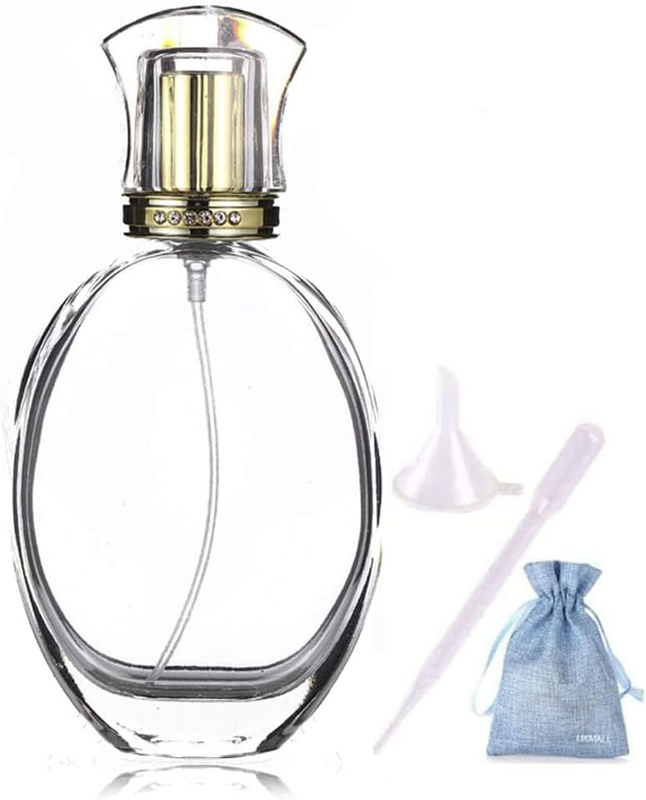 50Ml 1.7 Oz Vintage Oval Shape Spray Bottle Refillable Crystal Glass Atomizer Em