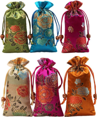 Startdy Silk brocade Double layer Drawstring Pouch Candy Sachet wallet Jewelry b