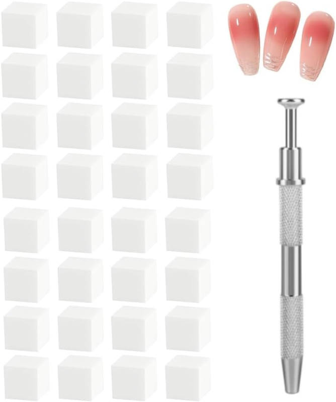 100Pcs Nail Sponges, Nail Art Sponge Set with Grabbing Pen, Nail Brush, Manicure