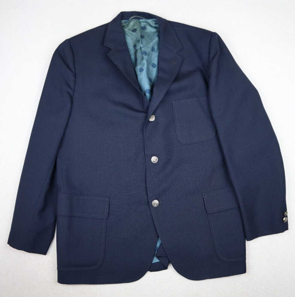 NFL BY CURLEE - VINTAGE MEN'S BLUE 3 BUTTON BLAZER JACKET