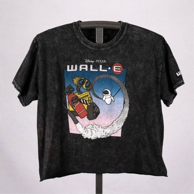 Disney Pixar Wall-E Eva Graphic T-Shirt Women's Size LARGE Cropped Short Sleeve