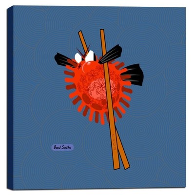 Epic Graffiti ''Fugu'' by Chuck Wimmer, Giclee Canvas Wall  18'' x 18''