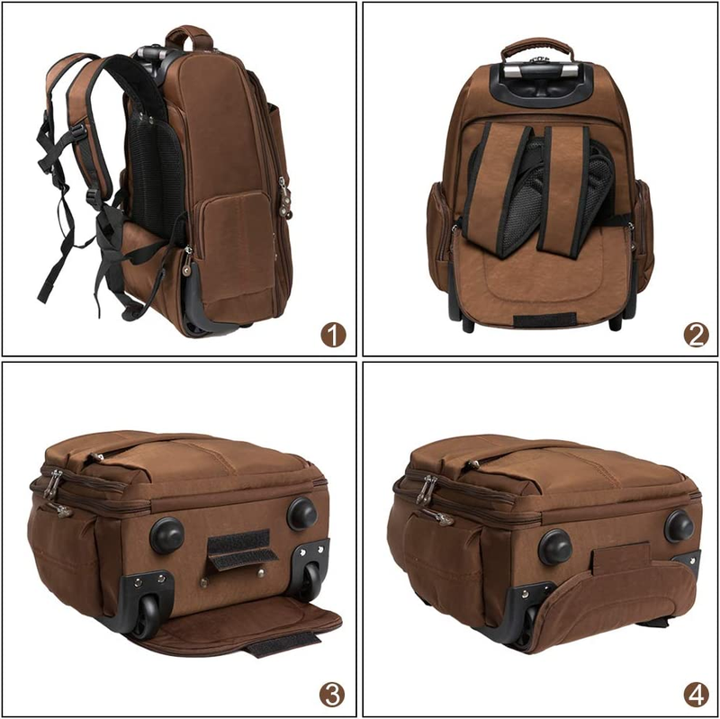 19 Inches Wheeled Rolling Backpack for Men and Women Business Laptop Travel Back