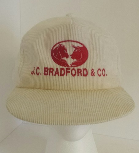 Vintage JC Bradford and Company Corduroy Snapback Hat Hipster Bull Cow