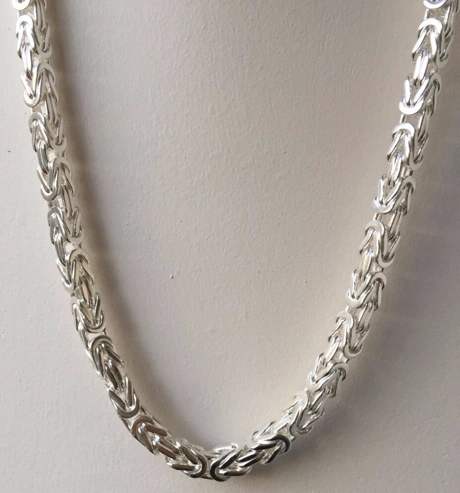Pre-owned Handmade Byzantine Box King Chain Necklace Mens Silver Rope 925 Sterling 6.5mm 20" 118gr