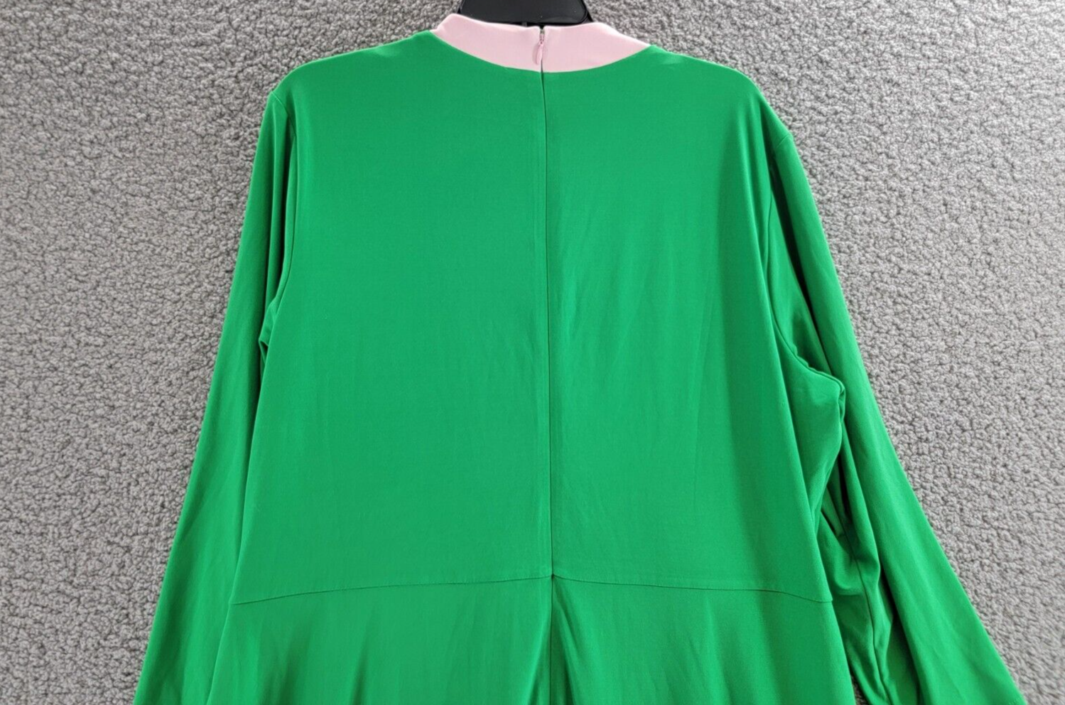 Kasper Colorblocked Faux-Wrap Sheath Dress Women's XXL Green/Pink Back Zip - Picture 11 of 16