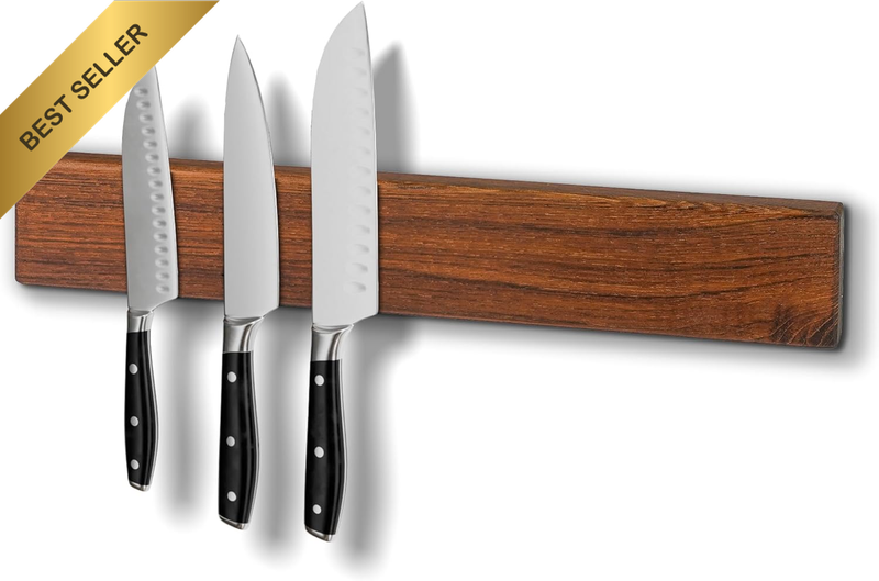 Teak Magnetic Knife Strip, 38cm Wall Mounted Holder for Knives, Keys, Utensils
