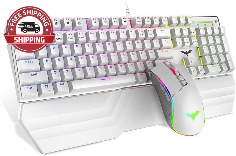 Havit Mechanical Keyboard and Mouse Combo RGB Gaming 104 Keys Blue Switches Wire