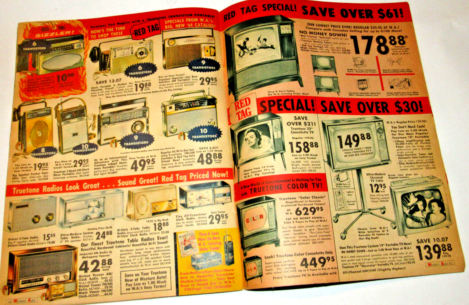 VINTAGE 1964 WESTERN AUTO SUMMER SALE FLYER! BIKES/FISHING