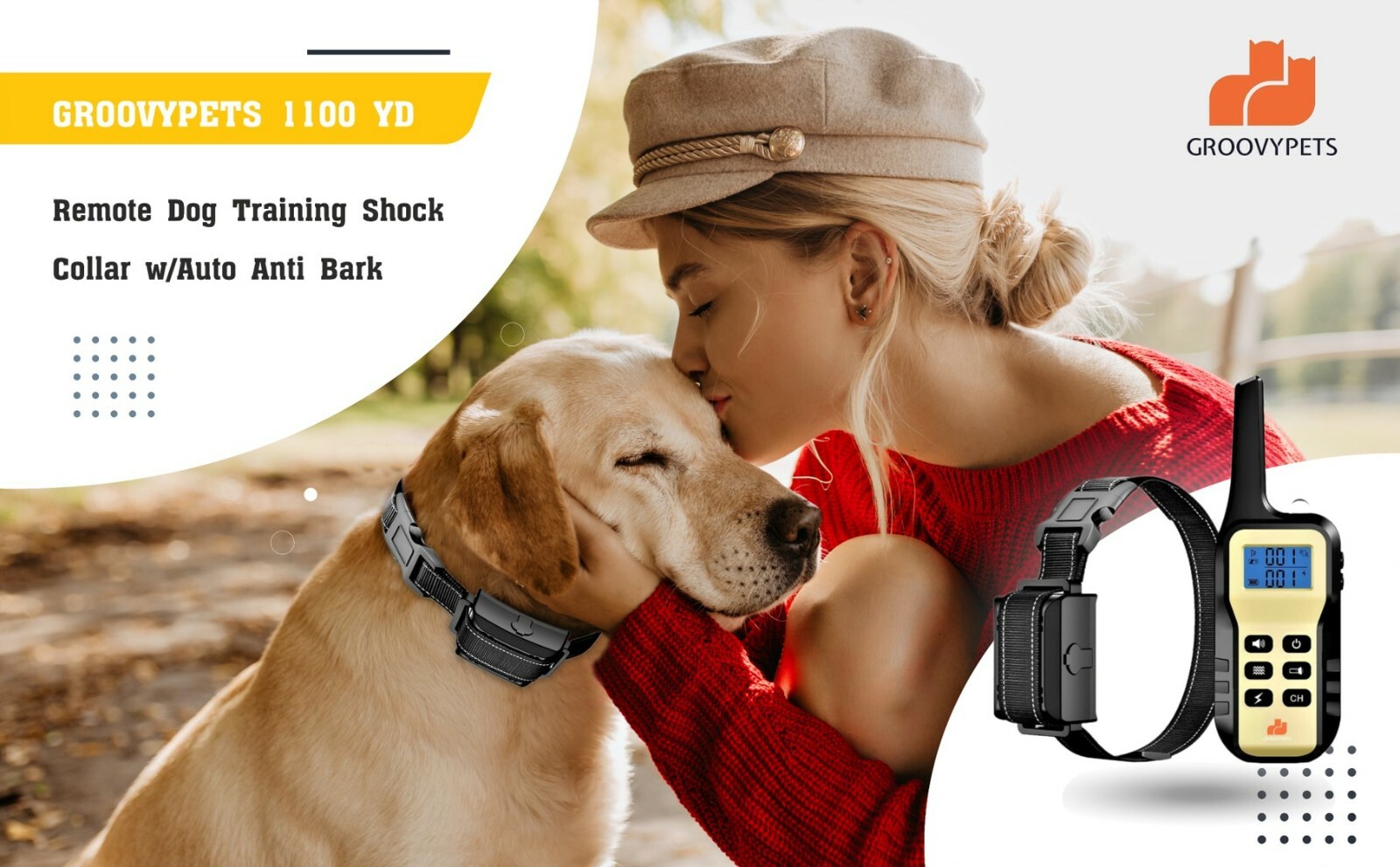 1100 YD Remote Dog Training Shock Collar  Auto Anti Bark Collar for All Dog Size