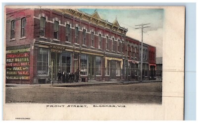 Bloomer Wisconsin WI Postcard Front Street H Werner Coffins Street Scene c1910's