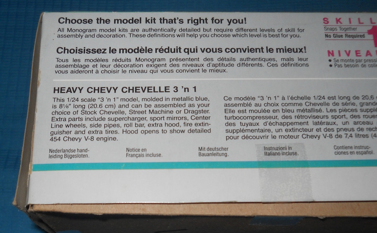 Monogram Heavy Chevy Chevelle-Centerline Wheels-Blown Big Block 1/24 Scale Kit