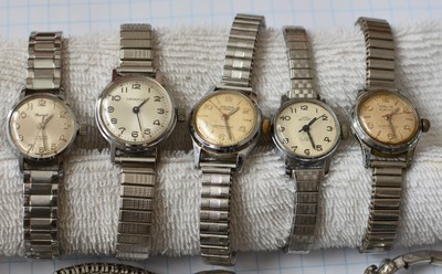 28-LOT Vintage LADIES Wrist Watches Parts Repair Swiss Manual Wind White Cases