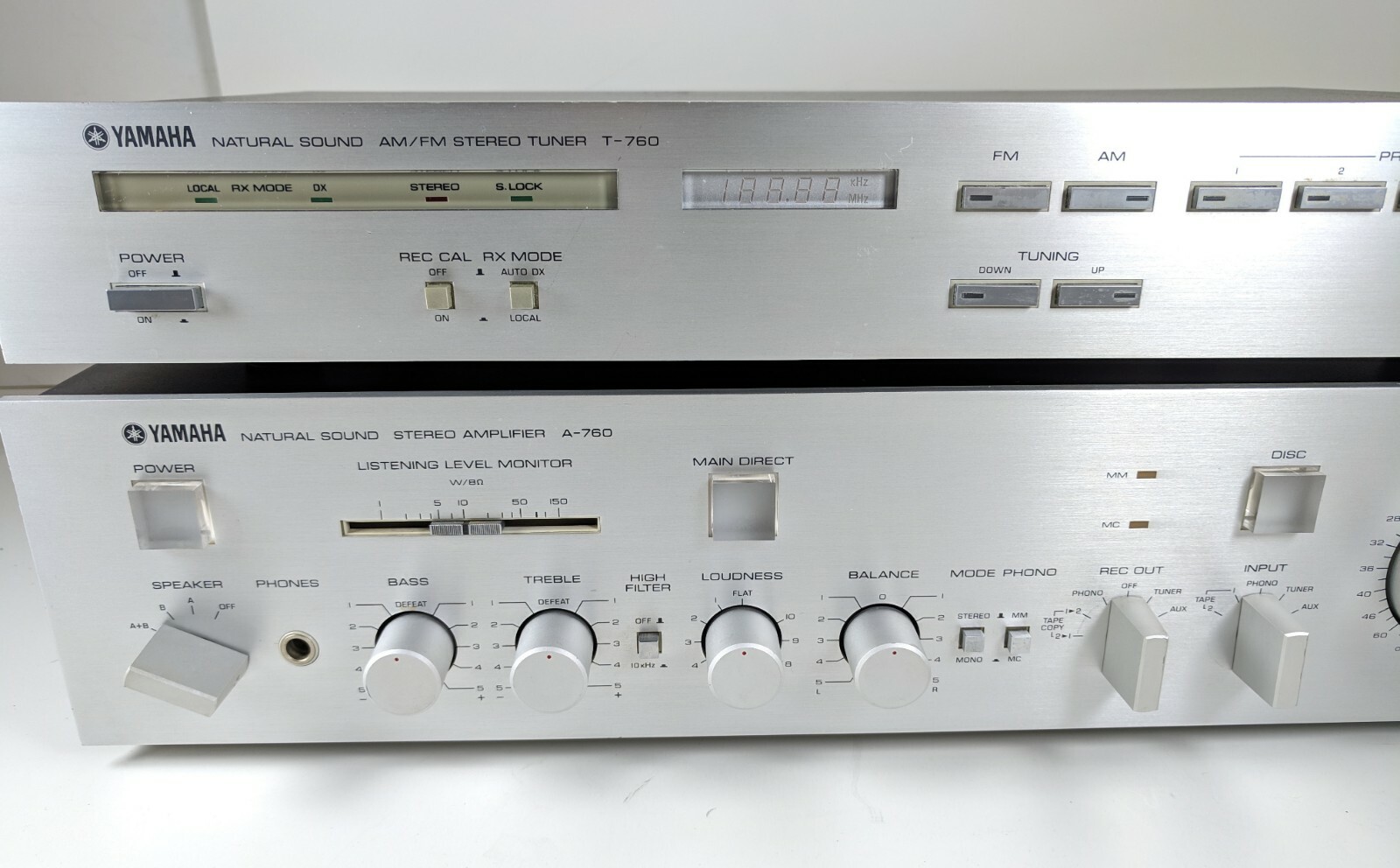 Vintage Silver Face YAMAHA A-760 Amplifier & T-760 Tuner-Excellent-Tested