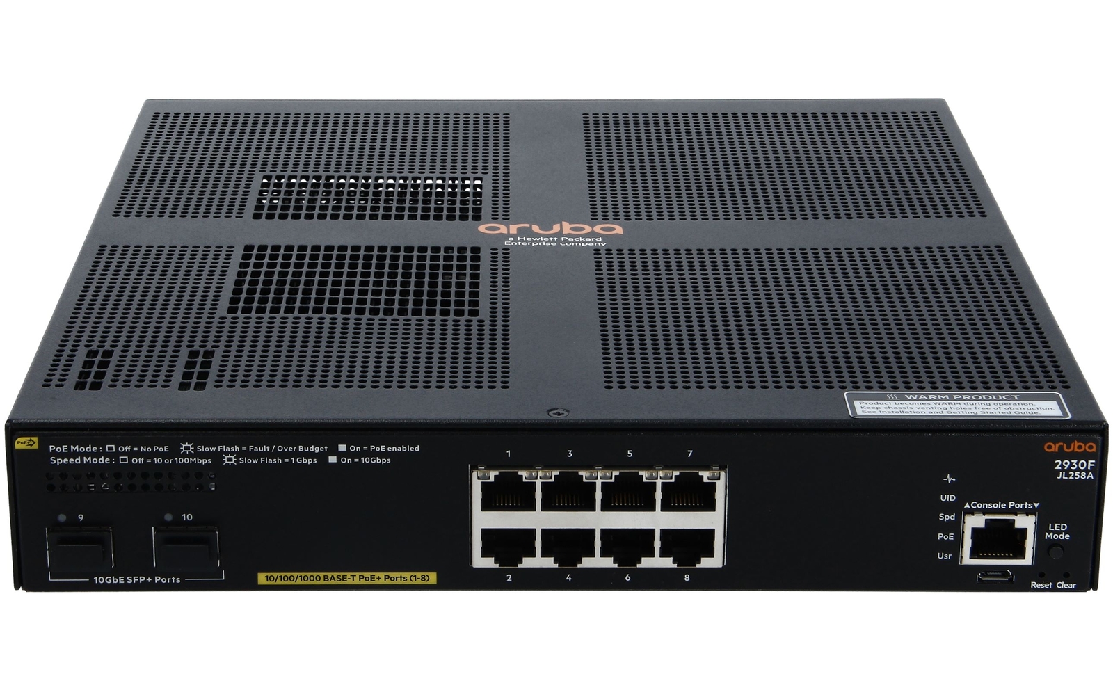 HP - JL258A - Aruba 2930F 8G PoE+ 2SFP+ - Switch - L3 | eBay